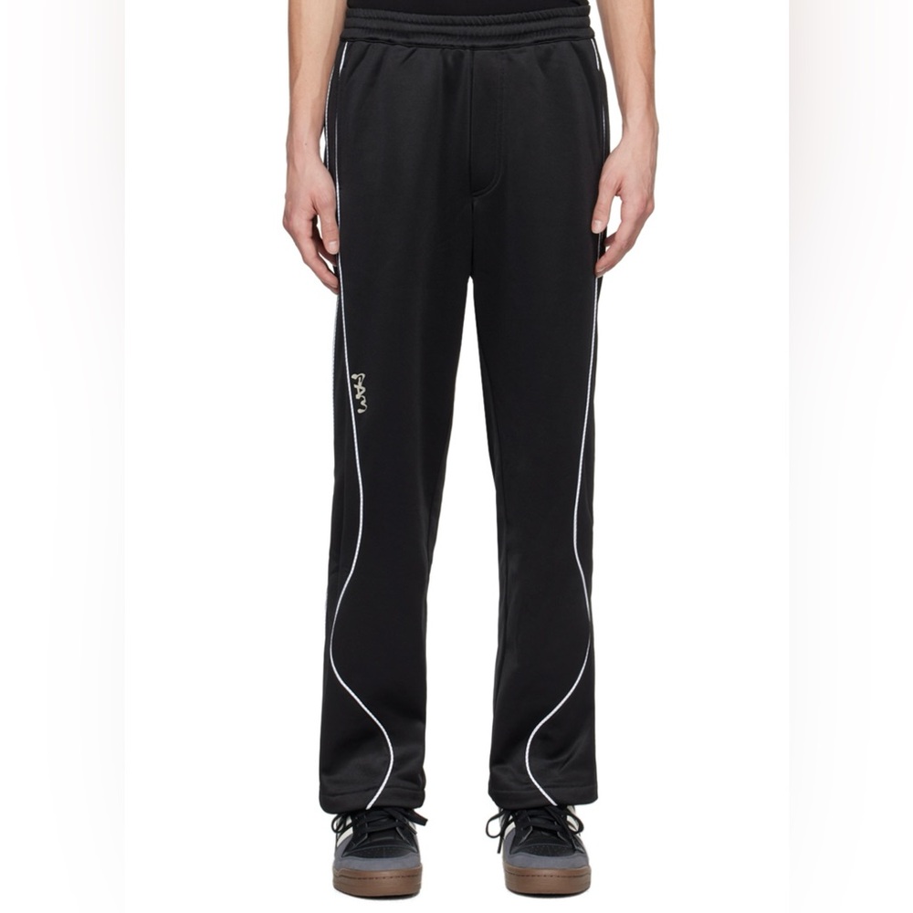 Perks and Mini Black and White Joggers with Curved Piping